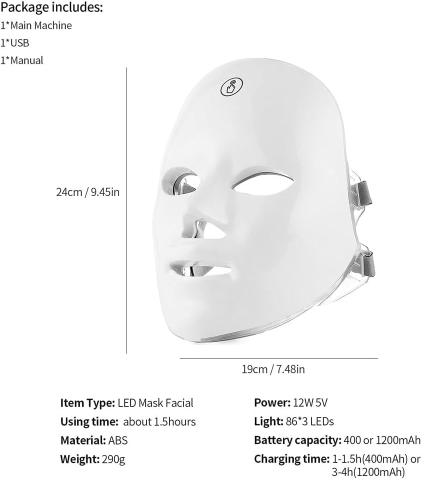 LuminaTech-Masque Facial LED: Rajeunissement, Anti-rides et Soin Anti-Acné-Thérapie par photons LED