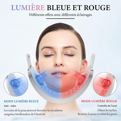 “Appareil de Lifting Visage avec Technologie EMS – Massage, Lumière Rouge et Bleue, 6 Modes”